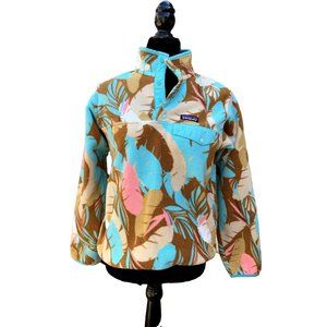 Green Synchilla Lightweight Snap-t Fleece Leaves/Feather Dance Bear Brown Sweats